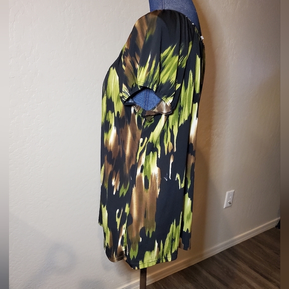 Perseption Multi-color Sweetheart Front Short Sleeve Blouse Women's Size 2X - Picture 5 of 11